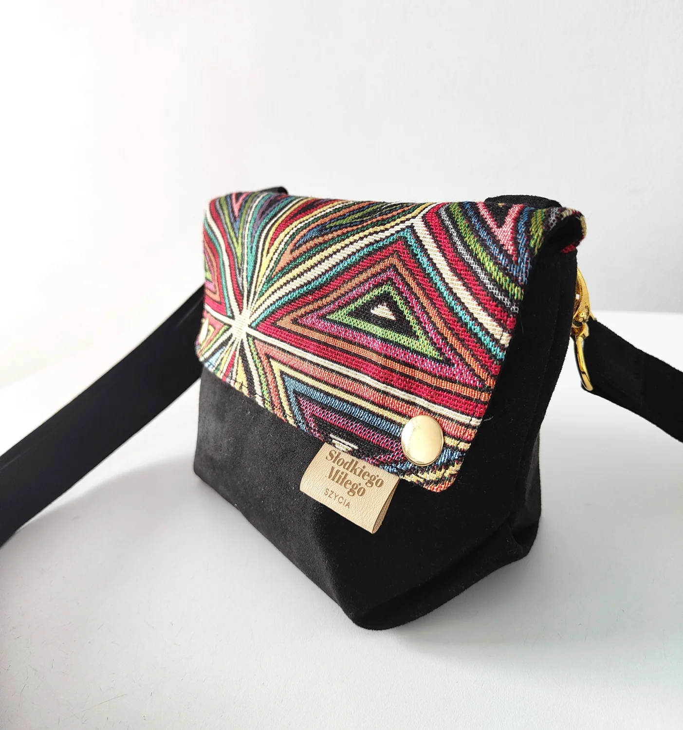 Torebka L E A Geometric Shapes-mini torebka żakard/nubuk