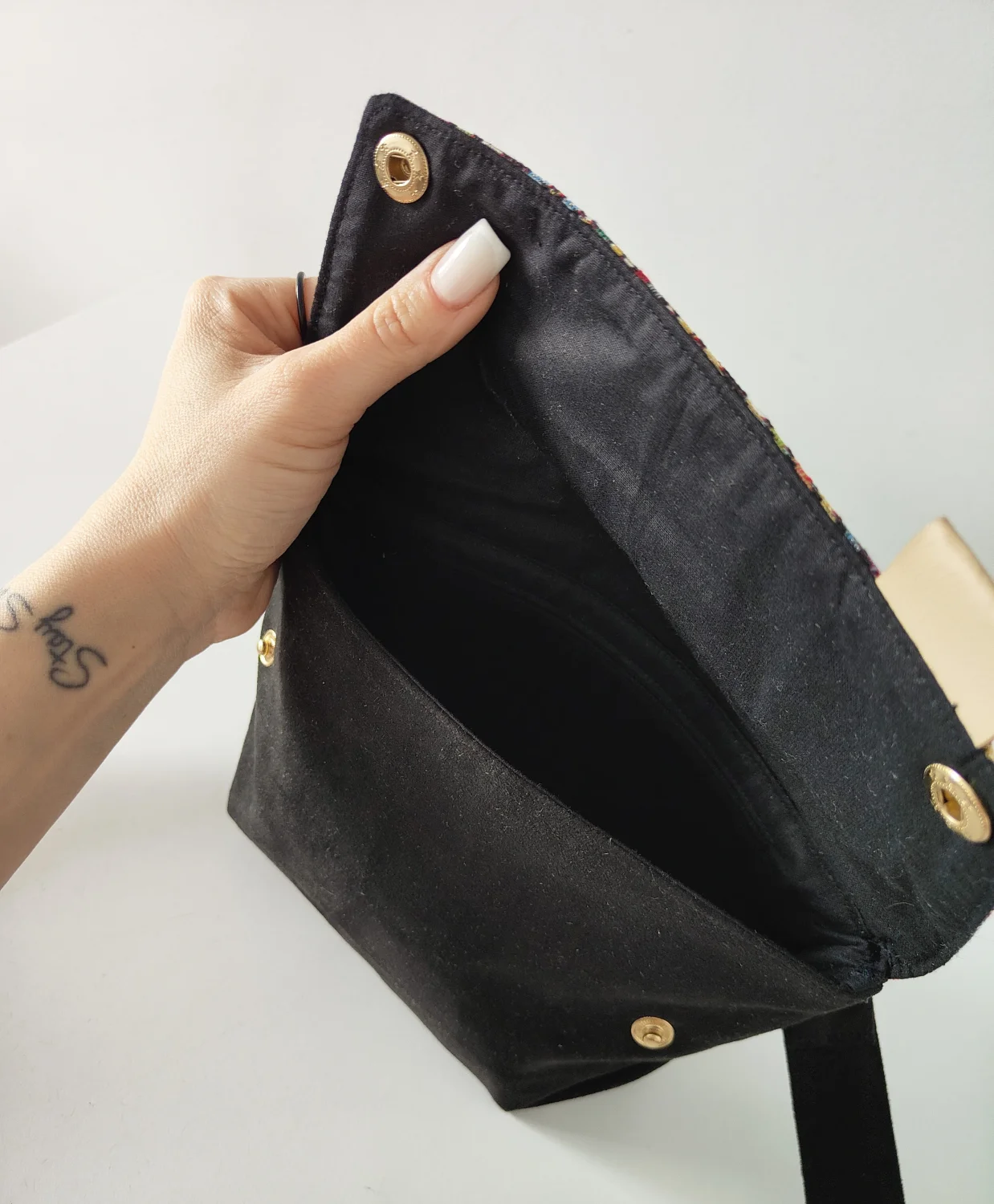 Torebka L E A Geometric Shapes-mini torebka żakard/nubuk