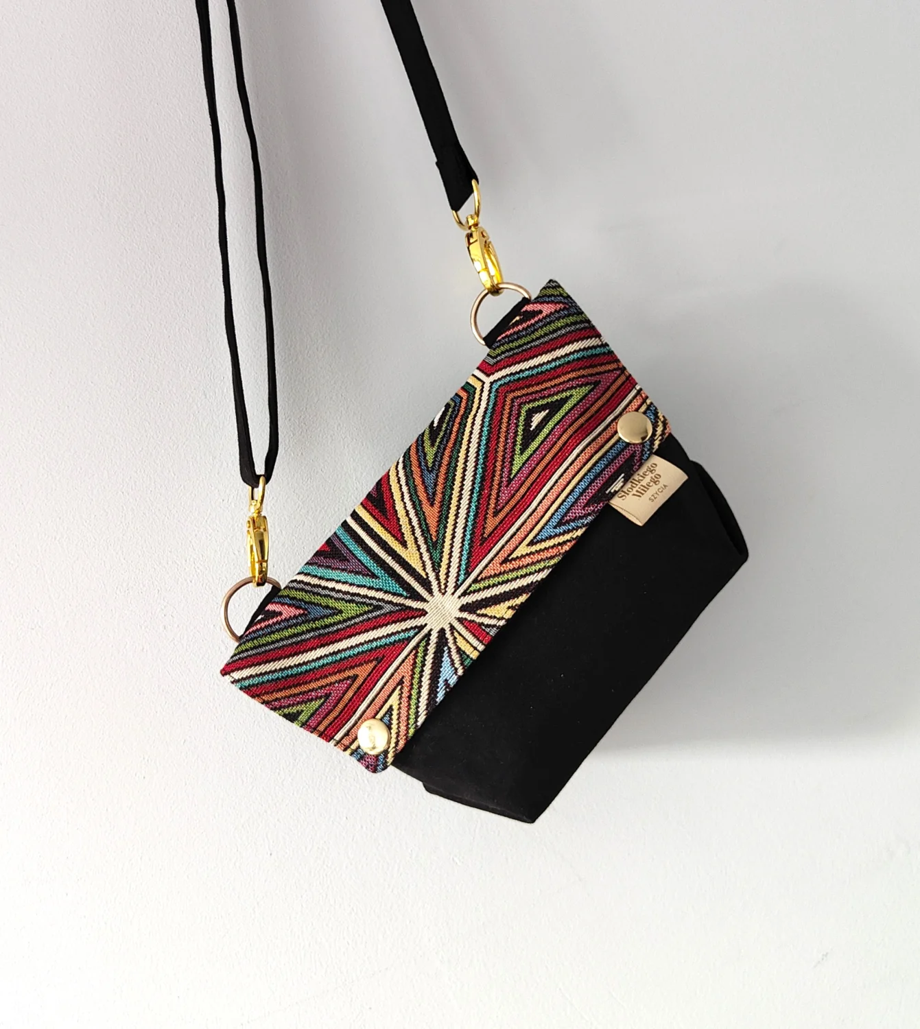 Torebka L E A Geometric Shapes-mini torebka żakard/nubuk