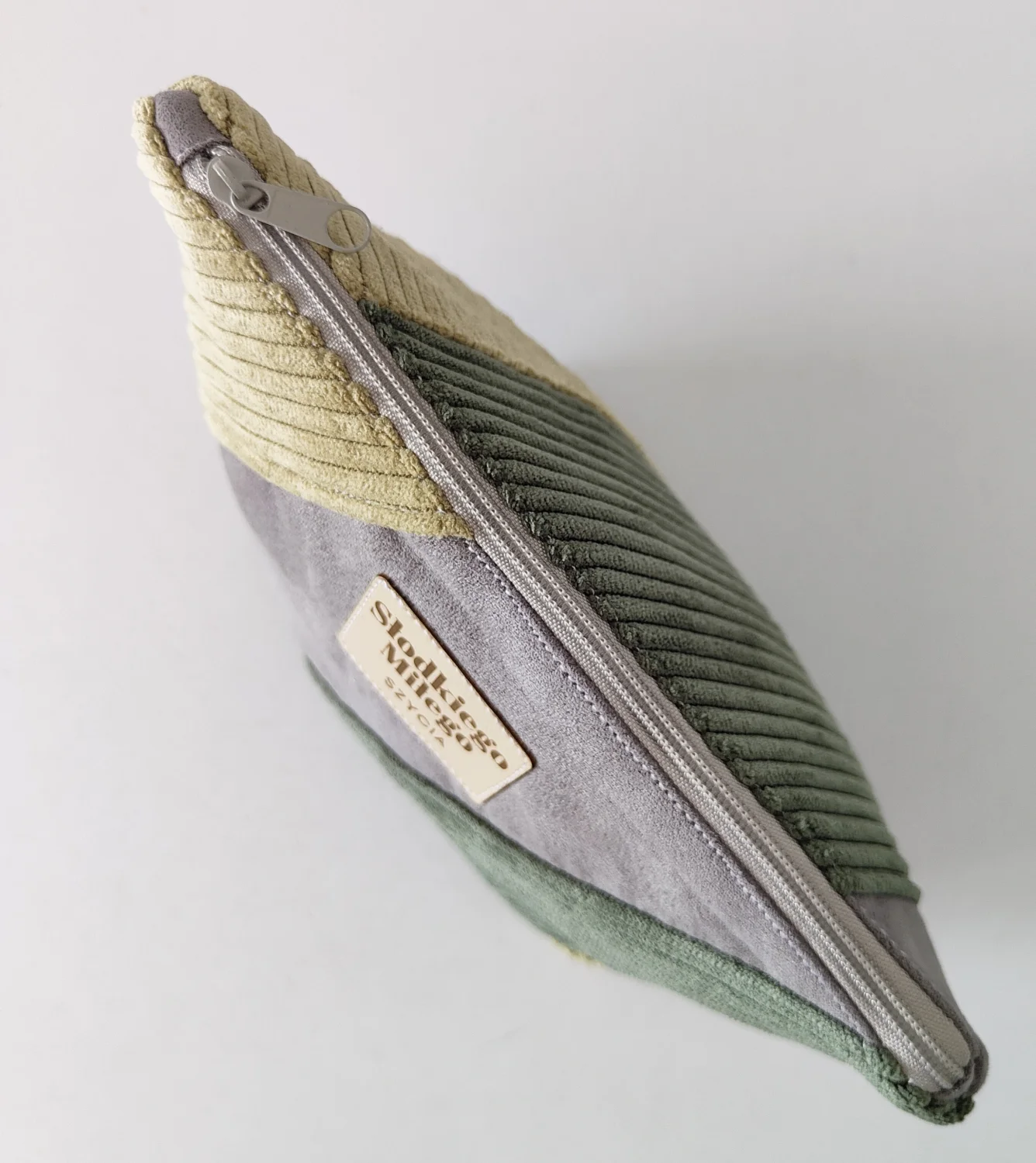 Mała Patchworkowa Kosmetyczka Grey|Lima|Forest - nubuk i sztruks