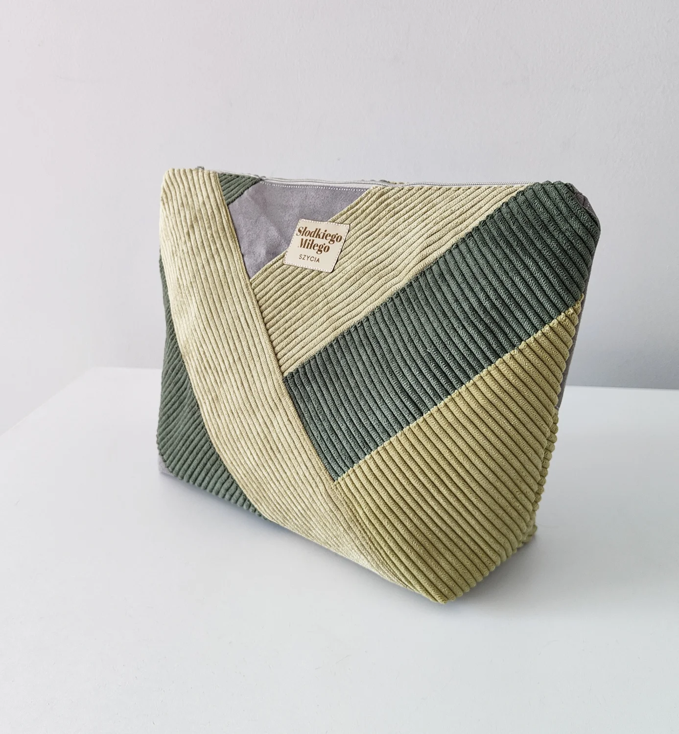 Duża Patchworkowa Kosmetyczka Grey|Lima|Forest - nubuk i sztruks