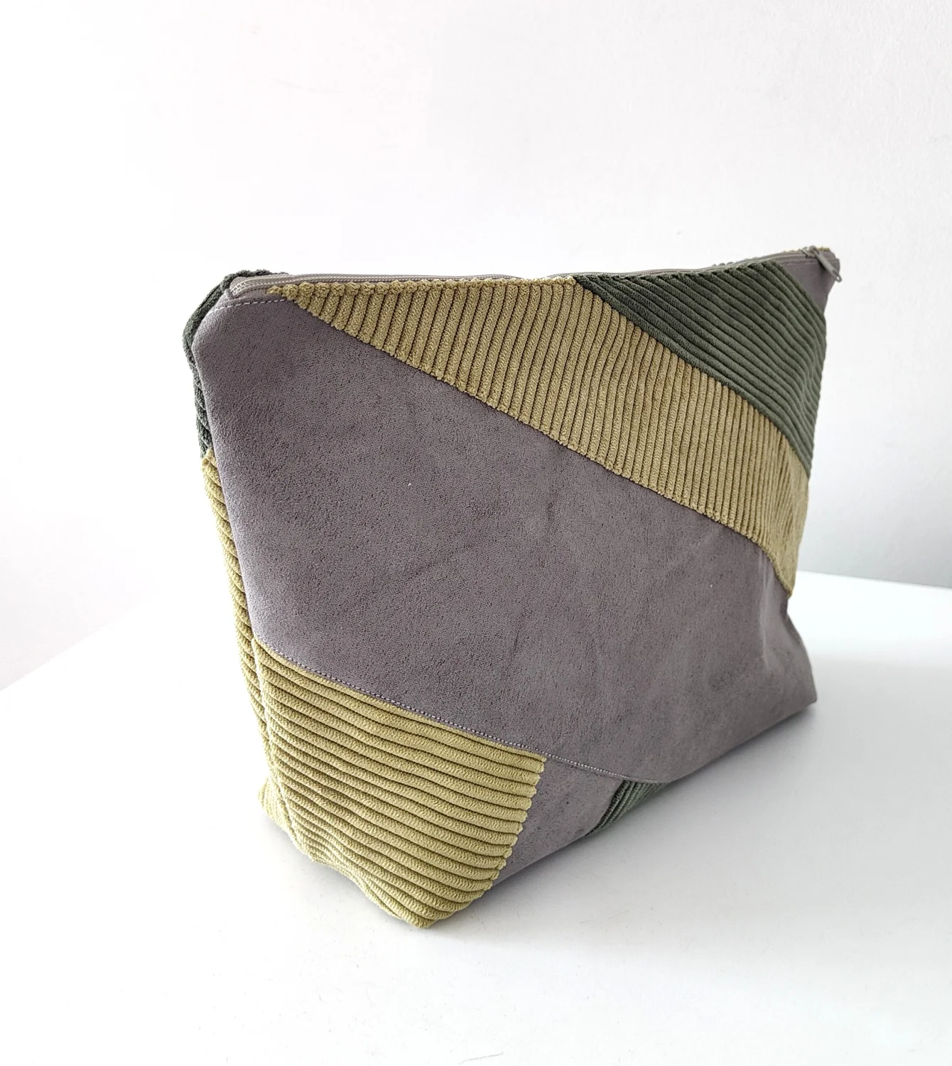 Duża Patchworkowa Kosmetyczka Grey|Lima|Forest - nubuk i sztruks