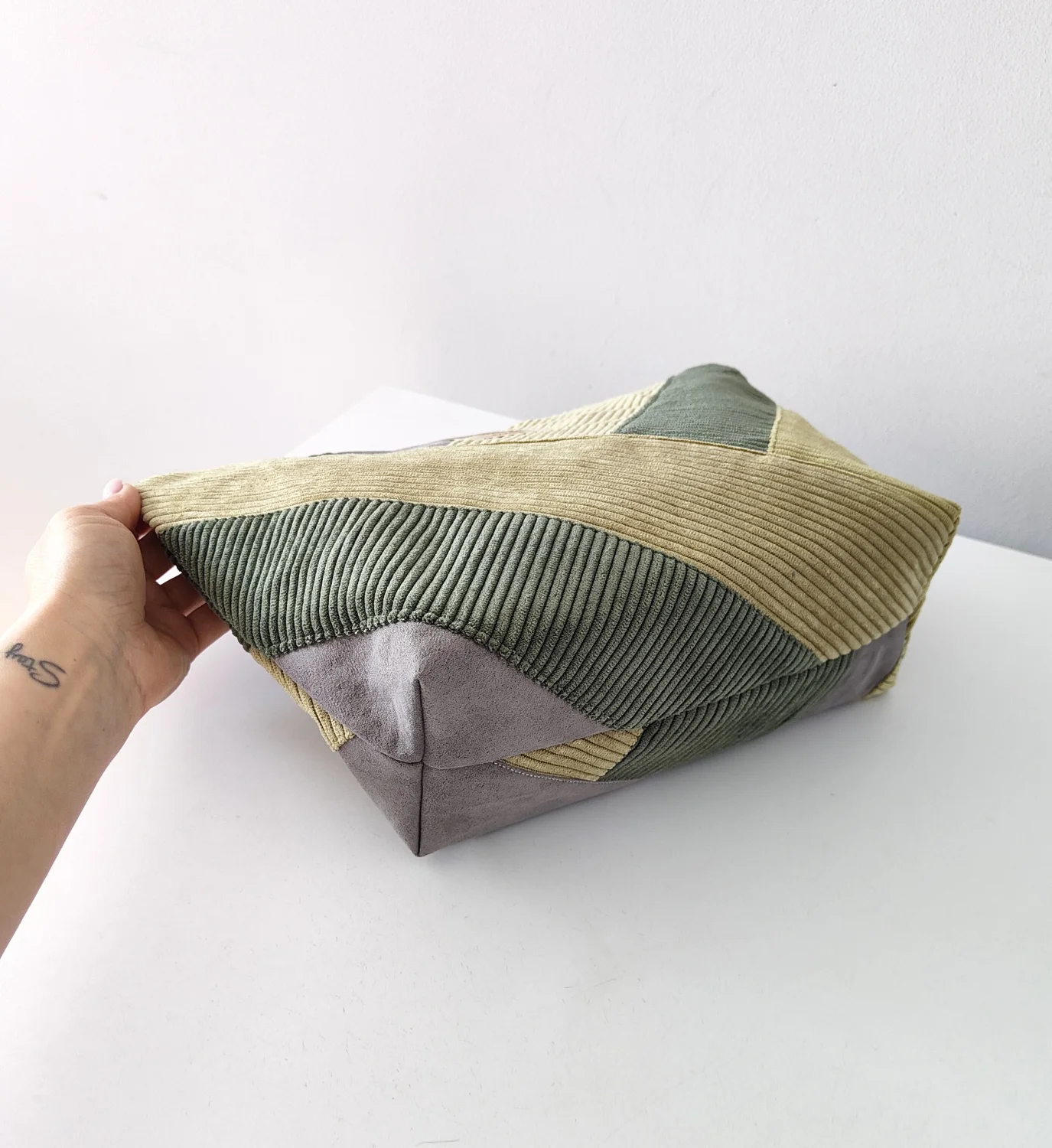 Duża Patchworkowa Kosmetyczka Grey|Lima|Forest - nubuk i sztruks