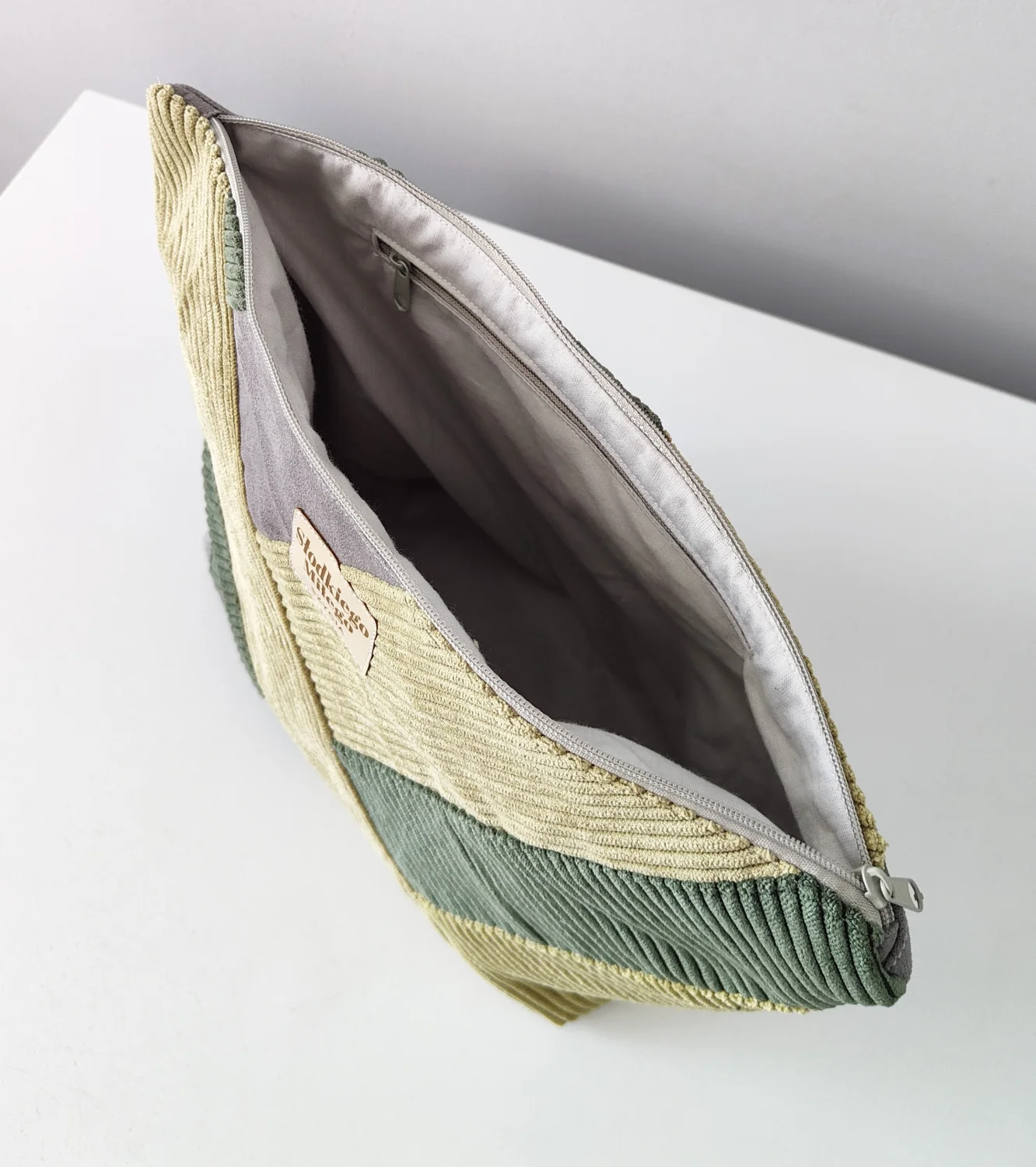 Duża Patchworkowa Kosmetyczka Grey|Lima|Forest - nubuk i sztruks