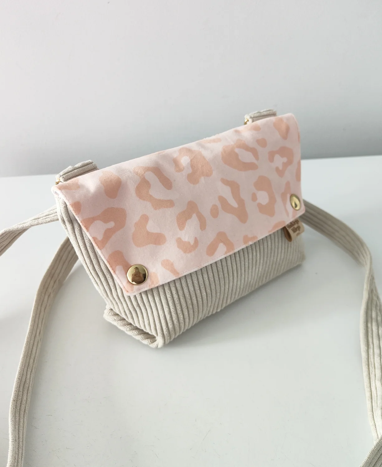 Torebka damska L E A Sand Peach Leopard Print-mini torebka sztruks/żakard